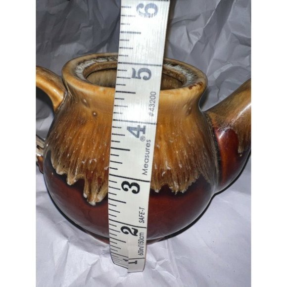 Vintage Pottery Brown Drip Glaze Teapot Lid Tea Pot Unsigned Mid Century Mod - Picture 7 of 9